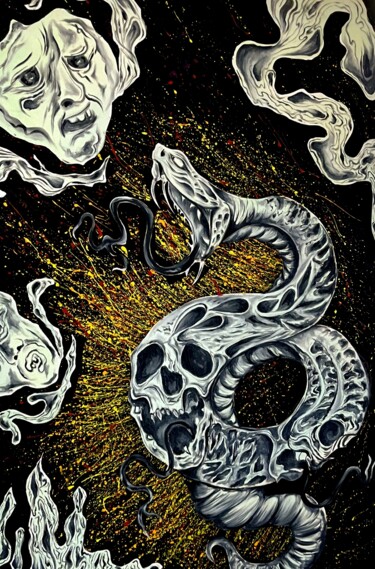 Painting titled "Serpent" by Divya Devesh Vikram, Original Artwork, Oil