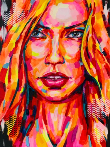 Pintura titulada "Pop art, Blonde por…" por Dizlarka, Obra de arte original, Acrílico Montado en Bastidor de camilla de made…