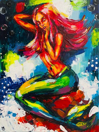 Pittura intitolato "Mermaid Pop art pai…" da Dizlarka, Opera d'arte originale, Acrilico Montato su Telaio per barella in leg…