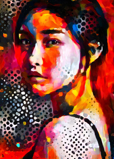 Painting titled "Pop art, Asian woma…" by Dizlarka, Original Artwork, Digital Painting