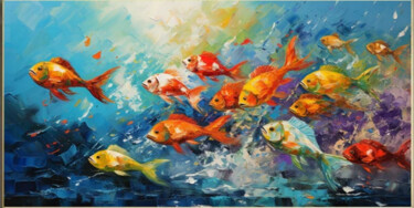 绘画 标题为“Swimming Fishes 3” 由Djamel Eddine Hafis, 原创艺术品, 丙烯
