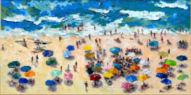Ζωγραφική με τίτλο "Beach Seascape 2" από Djamel Eddine Hafis, Αυθεντικά έργα τέχνης, Ακρυλικό