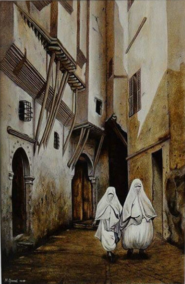 Painting titled "Red Sea Street, Cas…" by Djamel Eddine Mebrek, Original Artwork, Watercolor