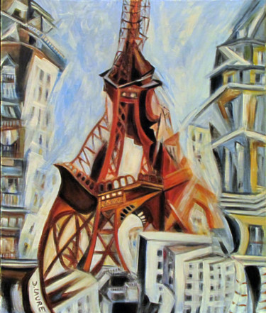 「tour Eiffel d'aprés…」というタイトルの絵画 D Laureによって, オリジナルのアートワーク, オイル