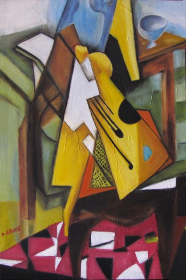 Schilderij getiteld "guitare d'après Jua…" door D Laure, Origineel Kunstwerk, Olie