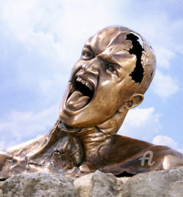 Sculpture titled "LE CRI" by Didier Ledus, Original Artwork, Bronze