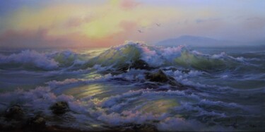 Peinture intitulée ""Морской пейзаж"" par Dmitrii Balakhonov, Œuvre d'art originale, Huile