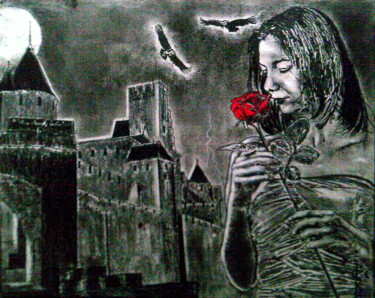 Картина под названием "Лунная соната" - Дмитрий Илларионов, Подлинное произведение искусства, Древесный уголь