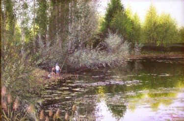 Картина под названием "Рыбаки" - Дмитрий Репин, Подлинное произведение искусства, Масло