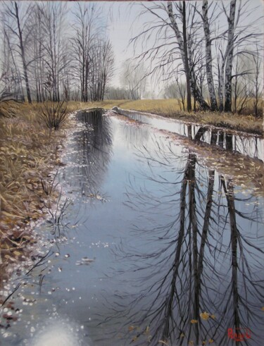 Картина под названием "Весна,отражение" - Дмитрий Репин, Подлинное произведение искусства, Масло
