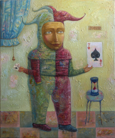 Painting titled "Jester. 2013. Imagi…" by Dmitrii Ryzhikov, Original Artwork, Acrylic Mounted on Wood Stretcher frame