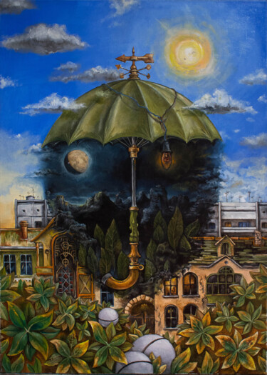 Картина под названием "Parasol" - Дмитрий Хась, Подлинное произведение искусства, Масло Установлен на Деревянная рама для но…