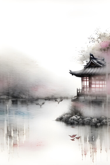 绘画 标题为“Утренний туман” 由Dmitriy Ivanov, 原创艺术品, 数字油画 安装在铝上