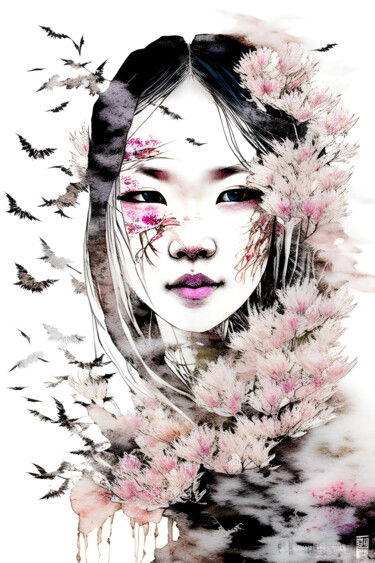 Malarstwo zatytułowany „Дикая Япония” autorstwa Dmitriy Ivanov, Oryginalna praca, Malarstwo cyfrowe Zamontowany na Aluminium