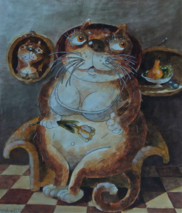 Картина под названием "кошка" - Dmitriy Trubin, Подлинное произведение искусства
