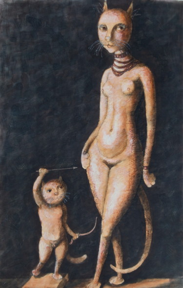 Peinture intitulée "венера и амур" par Dmitriy Trubin, Œuvre d'art originale