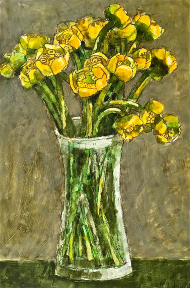 Картина под названием "flowers 7" - Dmitriy Trubin, Подлинное произведение искусства, Акварель