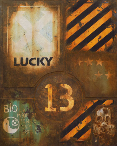 Schilderij getiteld "Lucky 13 (без метал…" door Dmitriy Zazimko, Origineel Kunstwerk, Acryl