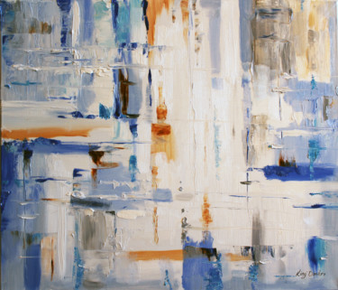 Painting titled "Blue and white" by Dmitry King, Original Artwork, Oil