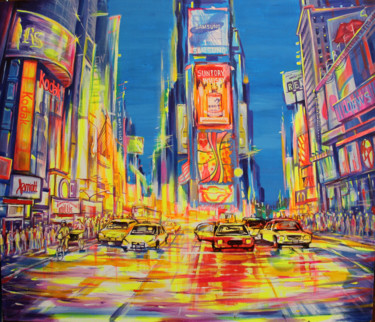 「New York City」というタイトルの絵画 Dmitry Kingによって, オリジナルのアートワーク, アクリル ウッドストレッチャーフレームにマウント