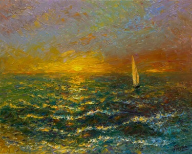 Painting titled "Sea 5" by Dmitry Oleyn, Original Artwork, Oil