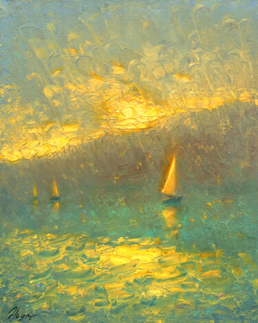 Peinture intitulée "Evening 24" par Dmitry Oleyn, Œuvre d'art originale, Huile Monté sur Châssis en bois