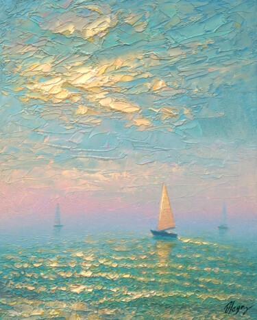 Картина под названием "Seascape 16" - Dmitry Oleyn, Подлинное произведение искусства, Масло Установлен на Деревянная рама дл…