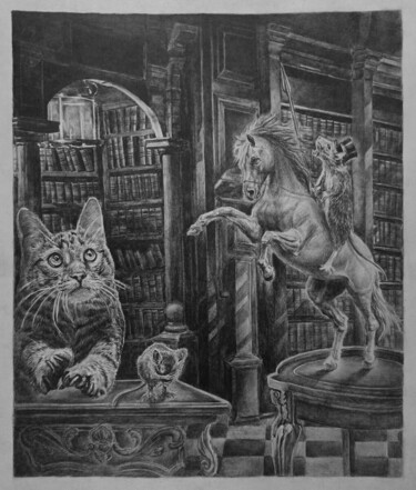 Painting titled "The Night Story" by Dmitry Selivanov, Original Artwork, Pencil