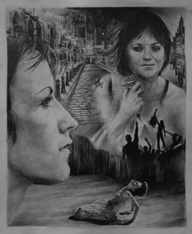 Schilderij getiteld "Dolores O'Riordan" door Dmitry Selivanov, Origineel Kunstwerk, Potlood