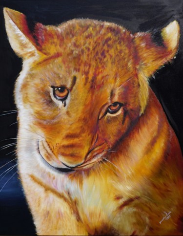 Malerei mit dem Titel "Der Löwe" von Dmitry Levin, Original-Kunstwerk, Öl