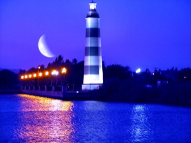 Photography titled "Lighthouse by Moonl…" by Dmorco, Original Artwork