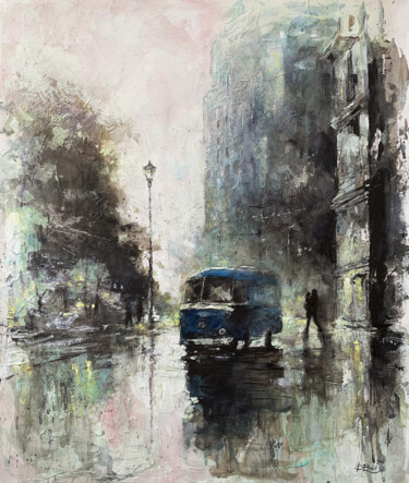 Schilderij getiteld "Morning in the city" door Dmytro Boykov, Origineel Kunstwerk, Aquarel