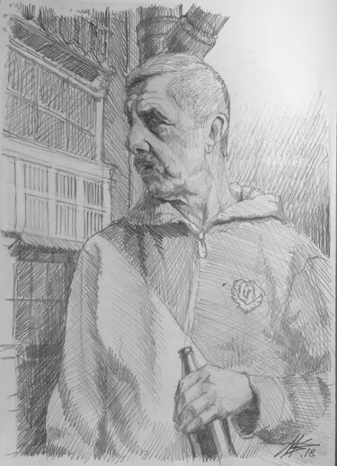 Tekening getiteld "Man portret" door Dmytro Koptyev, Origineel Kunstwerk, Potlood