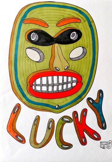 Drawing titled "LUCKY" by Do.M.Ju, Original Artwork, Marker