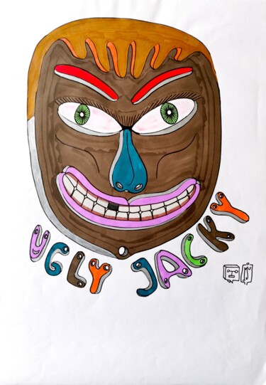 Drawing titled "UGLY JACKY" by Do.M.Ju, Original Artwork, Marker
