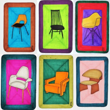 Arte digitale intitolato "compilation chairs 3" da Do.M.Ju, Opera d'arte originale, Collage digitale