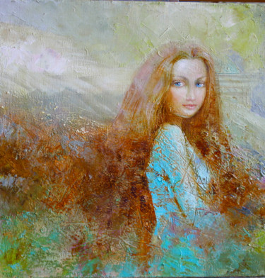 Картина под названием "незнакомка" - Анна Добродий, Подлинное произведение искусства, Масло Установлен на Деревянная рама дл…