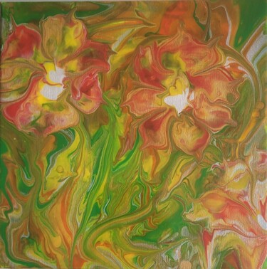 Painting titled ""fleurs de printemp…" by Dochka Mihova (Nikoleta), Original Artwork, Acrylic Mounted on Wood Stretcher frame