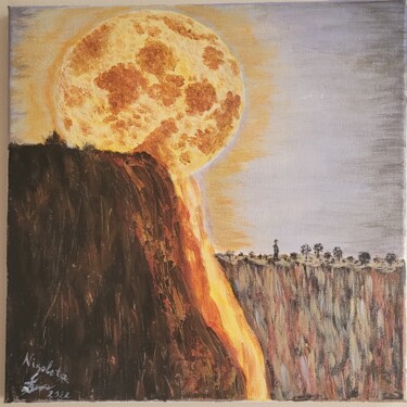 「" melting moon "」というタイトルの絵画 Dochka Mihova (Nikoleta)によって, オリジナルのアートワーク, アクリル