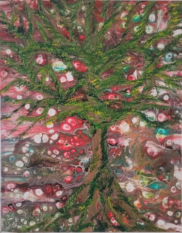 Painting titled "Tree of love" by Dochka Mihova (Nikoleta), Original Artwork, Acrylic Mounted on Wood Stretcher frame