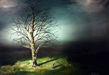 Painting titled "Tender is the night" by Dolgor Dugarova (Dolgor Art), Original Artwork, Acrylic