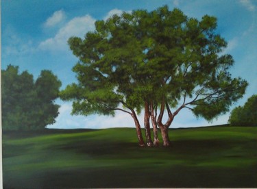 Pittura intitolato "A green tree" da Dolgor Dugarova (Dolgor Art), Opera d'arte originale, Acrilico