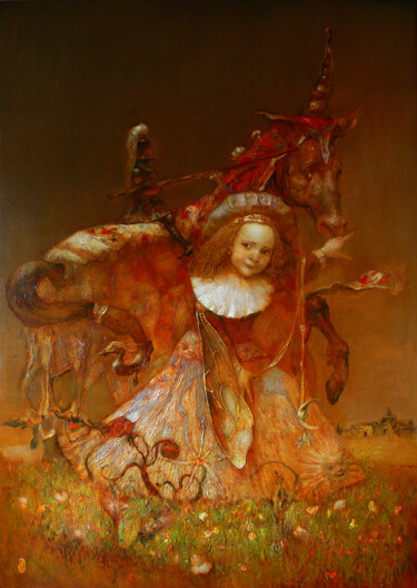 「Вперед , мой Рыцарь…」というタイトルの絵画 Alex V. Dolgikhによって, オリジナルのアートワーク, オイル ウッドストレッチャーフレームにマウント