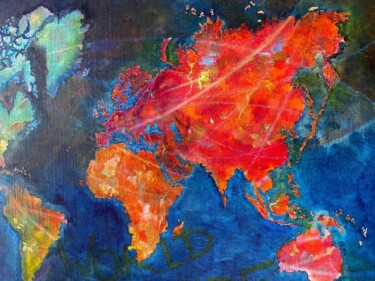 Schilderij getiteld "World Wide" door Domassini, Origineel Kunstwerk, Olie