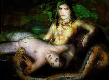 Arte digitale intitolato "snake Goddess" da Dodi Ballada, Opera d'arte originale, Pittura digitale