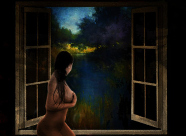 Arte digitale intitolato "a la fenêtre" da Dodi Ballada, Opera d'arte originale, Pittura digitale