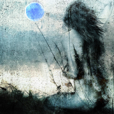 Digitale Kunst mit dem Titel "blue moon" von Dodi Ballada, Original-Kunstwerk, Digitale Malerei