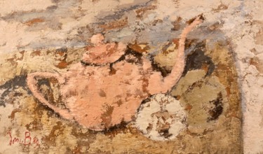 Peinture intitulée "Théière rose ( + sa…" par Dominique Bertrand, Œuvre d'art originale, Huile