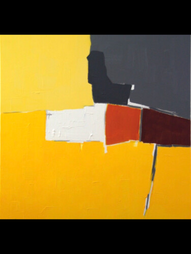 Painting titled "Composition jaune" by Dominique Corti, Original Artwork, Acrylic Mounted on Wood Stretcher frame
