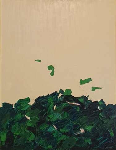 Painting titled "cromatico verde (2)" by Domenico Asmone, Original Artwork, Oil